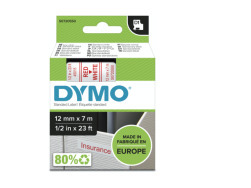 Standardowa taśma Dymo D1 - 12mm x 7m - czerwony/biała (S0720550)